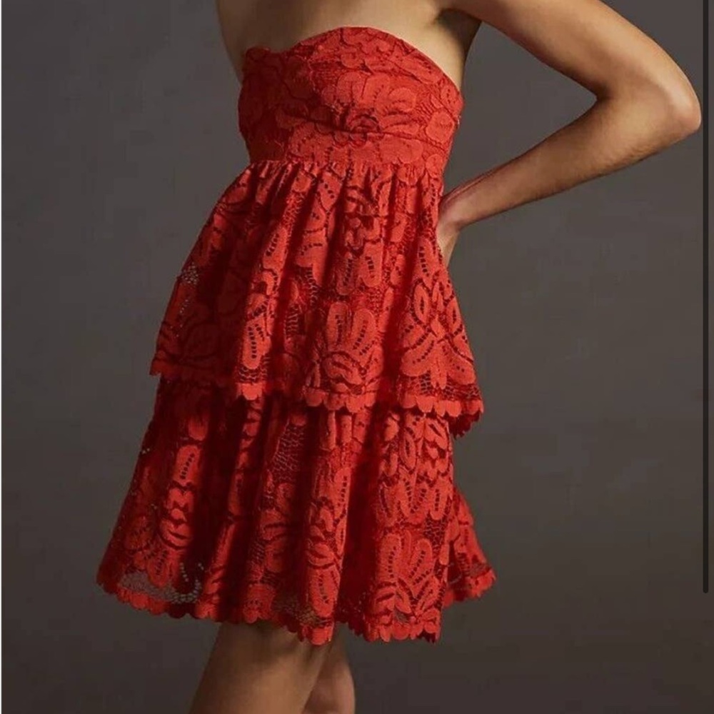 Anthropologie Dresses Anthropologie Maeve Strapless Lace Mini Dress